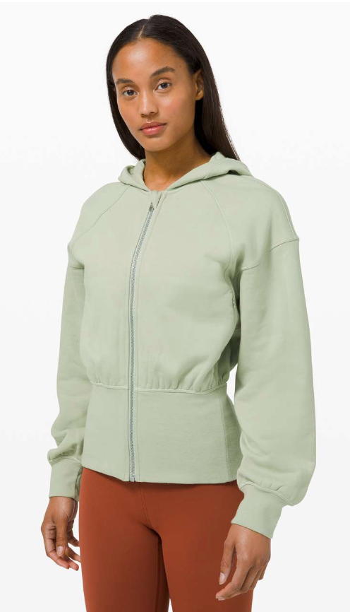 Lululemon Hugged-Waist Cotton Zip Hoodie Green Fern SZ 8 Brand New