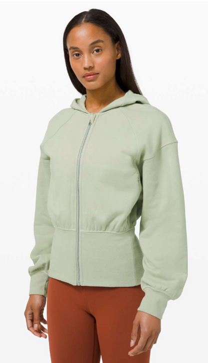 Lululemon Hugged-Waist Cotton Zip Hoodie Green Fern SZ 8 Brand New