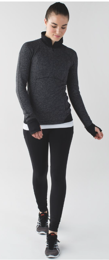 Lululemon Runderful 1/2 Zip Pullover Mini Check Pique Black Heathered Black Sz 8