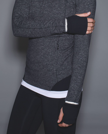 Lululemon Runderful 1/2 Zip Pullover Mini Check Pique Black Heathered Black Sz 8
