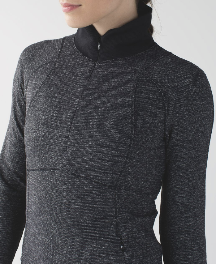 Lululemon Runderful 1/2 Zip Pullover Mini Check Pique Black Heathered Black Sz 8
