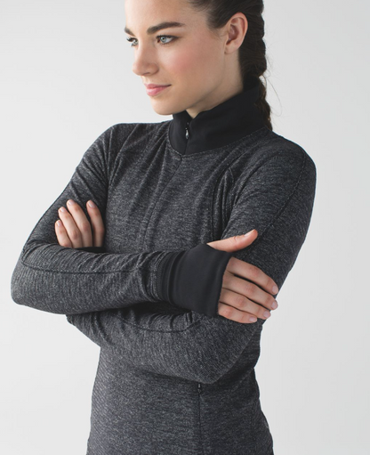 Lululemon Runderful 1/2 Zip Pullover Mini Check Pique Black Heathered Black Sz 8