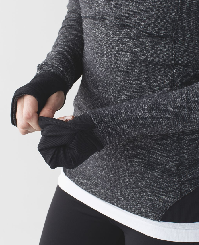 Lululemon Runderful 1/2 Zip Pullover Mini Check Pique Black Heathered Black Sz 8