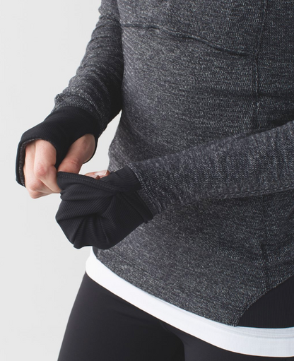 Lululemon Runderful 1/2 Zip Pullover Mini Check Pique Black Heathered Black Sz 8