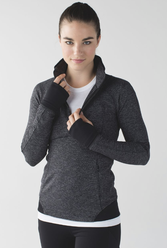 Lululemon Runderful 1/2 Zip Pullover Mini Check Pique Black Heathered Black Sz 8