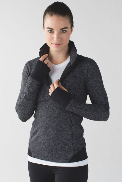 Lululemon Runderful 1/2 Zip Pullover Mini Check Pique Black Heathered Black Sz 8