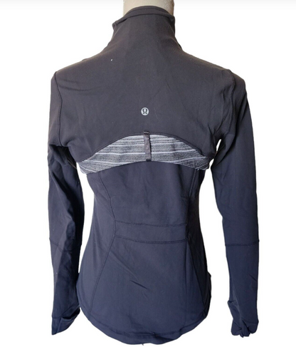 Lululemon Define Jacket W/Original Logo Hair Tie Zipper Pull Coal Grey/Heathered Coal Wee Stripe Sz 8