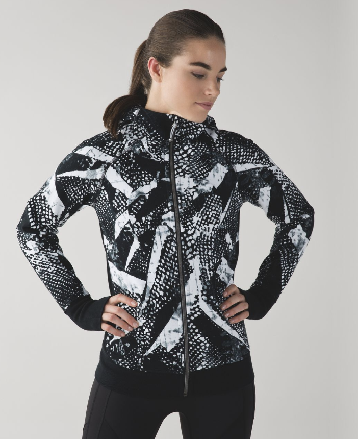 Lululemon Scuba Hoodie III Static Mist White Black/Black Sz 8