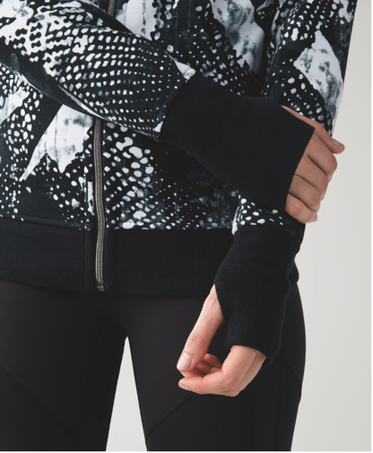 Lululemon Scuba Hoodie III Static Mist White Black/Black Sz 8