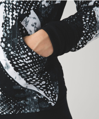 Lululemon Scuba Hoodie III Static Mist White Black/Black Sz 8