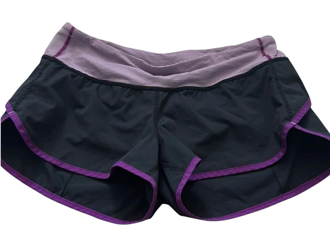Lululemon Speed Short 2.5" Inseam Black/Wee Space Stripe Dramatic Magenta Sz 10 RARE