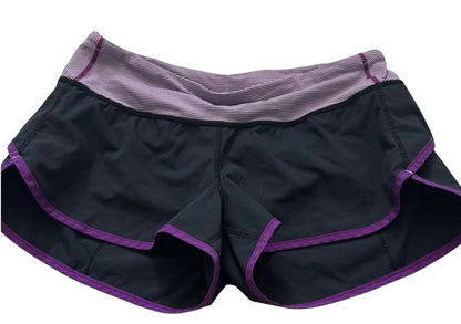 Lululemon Speed Short 2.5" Inseam Black/Wee Space Stripe Dramatic Magenta Sz 10 RARE