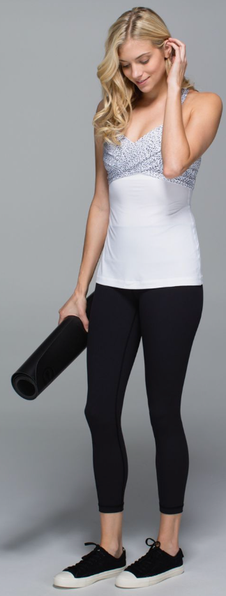 Lululemon Wrap It Up Tank Dottie Dash White Black/White Sz 10