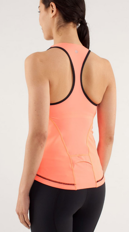 Lululemon Cardio Kick Tank Black/Bleached Coral/Pop Orange Sz 10