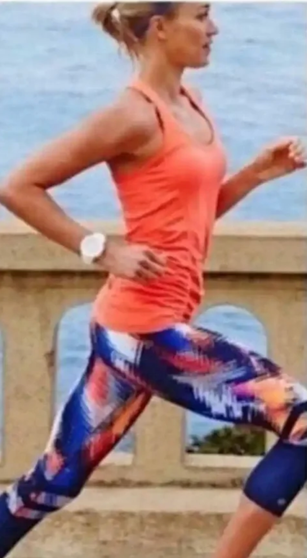 Z Athleta Fastest Track Racerback Tank Top Neon Orange Med