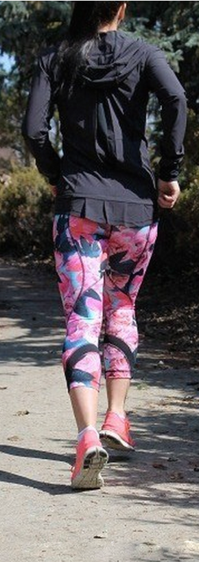 Lululemon Run Inspire Crop II 23" Inseam Secret Garden/Black Sz 6