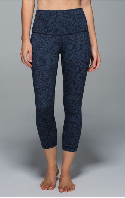 Lululemon Wunder Under Crop II Full-On Luon 21" Inseam Prisma Inkwell Black Sz 6