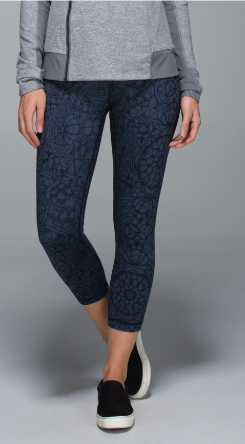 Lululemon Wunder Under Crop II Full-On Luon 21" Inseam Prisma Inkwell Black Sz 6