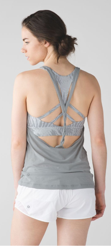 Lululemon Twist and Toil Tank Heathered Seal Grey/Palm Camo White Nimbus Sz 10