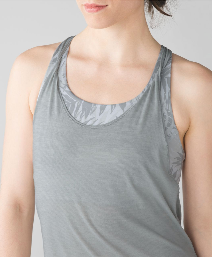 Lululemon Twist and Toil Tank Heathered Seal Grey/Palm Camo White Nimbus Sz 10