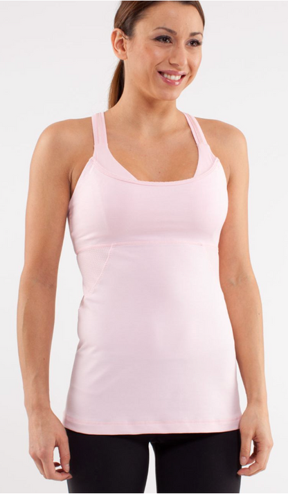 Lululemon Cross My Heart Tank Heathered Pig Pink Sz 10