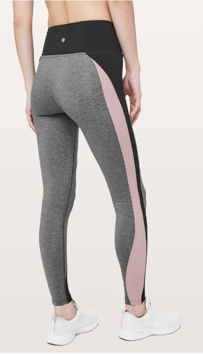 Lululemon Get Going Train Tight 28" Inseam Heathered Black/Black/Smoky Blush Sz 6 Brand New