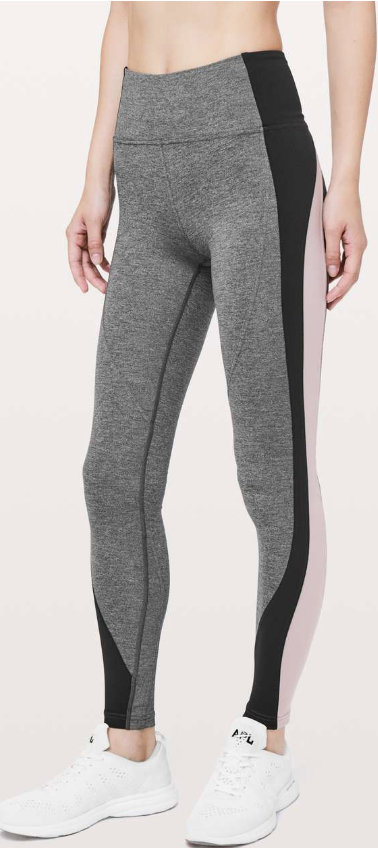 Lululemon Get Going Train Tight 28" Inseam Heathered Black/Black/Smoky Blush Sz 6 Brand New