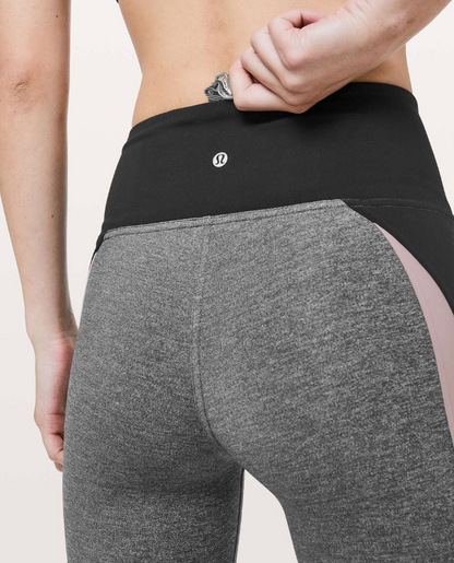 Lululemon Get Going Train Tight 28" Inseam Heathered Black/Black/Smoky Blush Sz 6 Brand New