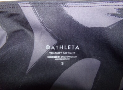 ZZ Athleta Tenacity Brush Strokes 7/8 25" Inseam Black Gray Sz S Brand New
