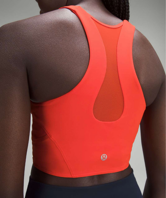 Lululemon Mesh-Back Train Bra Medium Support, A/B Cup Solar Orange Sz 10 Brand New