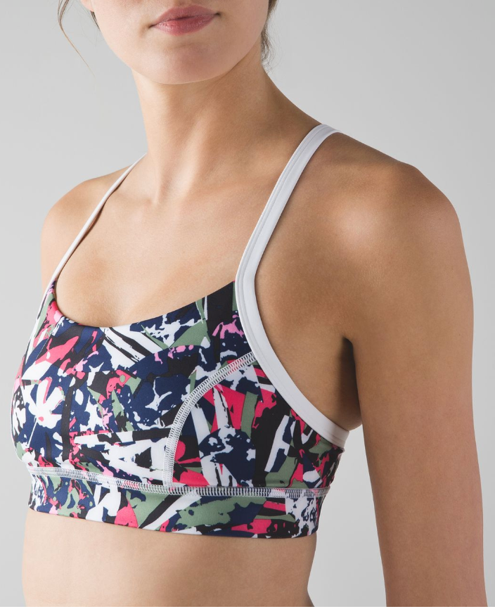 Lululemon Rise and Run Sports Bra Mini Pop Cut Boom Juice Multi/White Sz 10