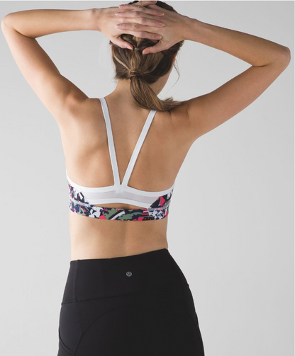 Lululemon Rise and Run Sports Bra Mini Pop Cut Boom Juice Multi/White Sz 10