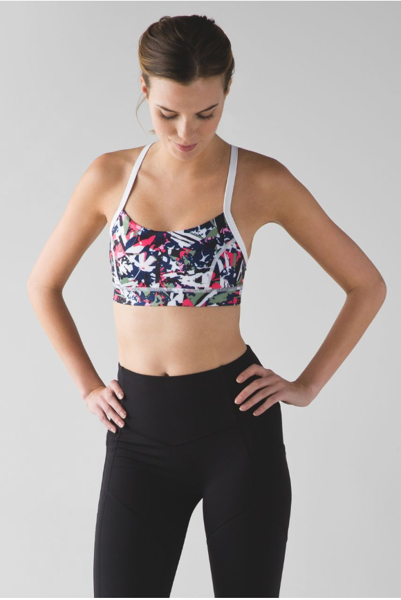 Lululemon Rise and Run Sports Bra Mini Pop Cut Boom Juice Multi/White Sz 10
