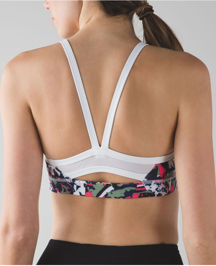 Lululemon Rise and Run Sports Bra Mini Pop Cut Boom Juice Multi/White Sz 10