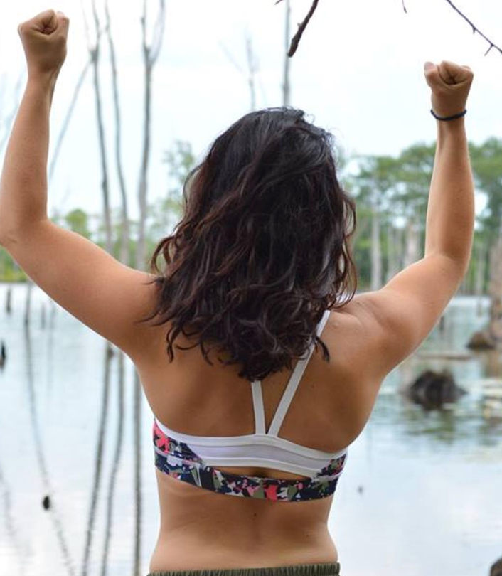 Lululemon Rise and Run Sports Bra Mini Pop Cut Boom Juice Multi/White Sz 10