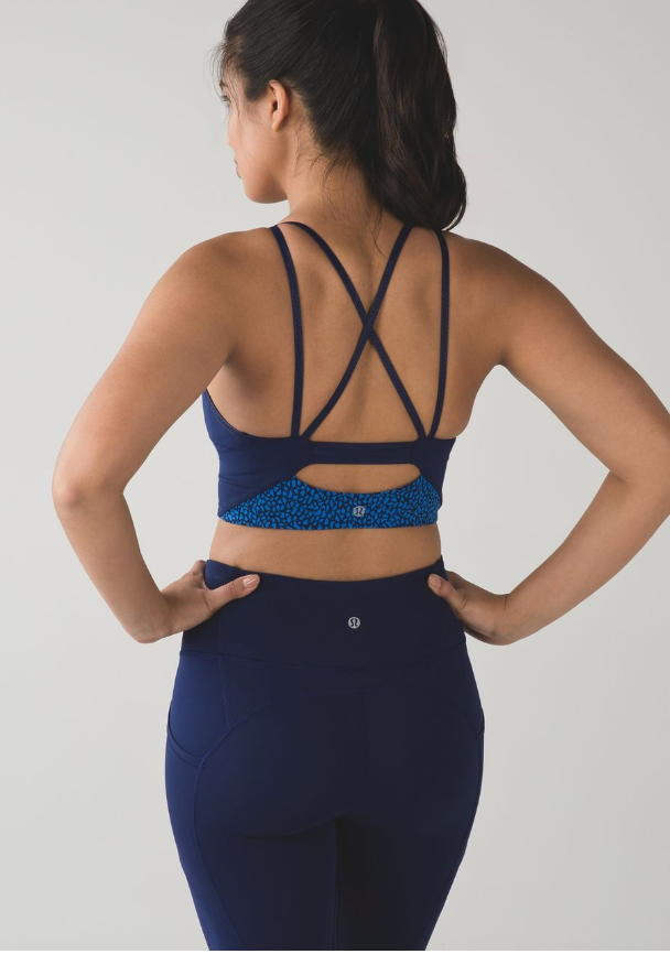 Lululemon Clip-In Long Line Sports Bra Miss Mosaic Lakeside Blue Hero Blue/Hero Blue Sz 10 Brand New