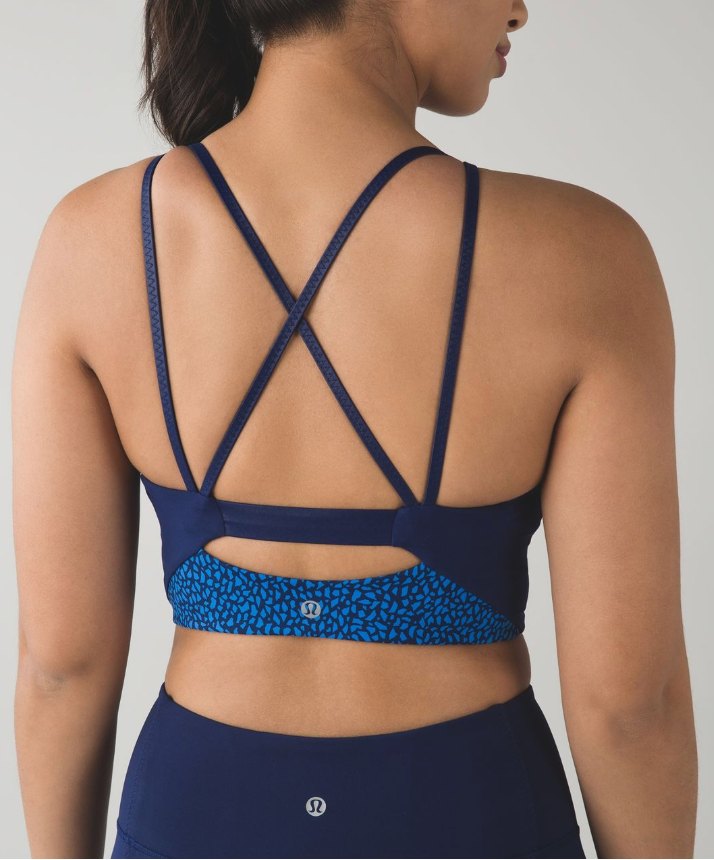 Lululemon Clip-In Long Line Sports Bra Miss Mosaic Lakeside Blue Hero Blue/Hero Blue Sz 10 Brand New