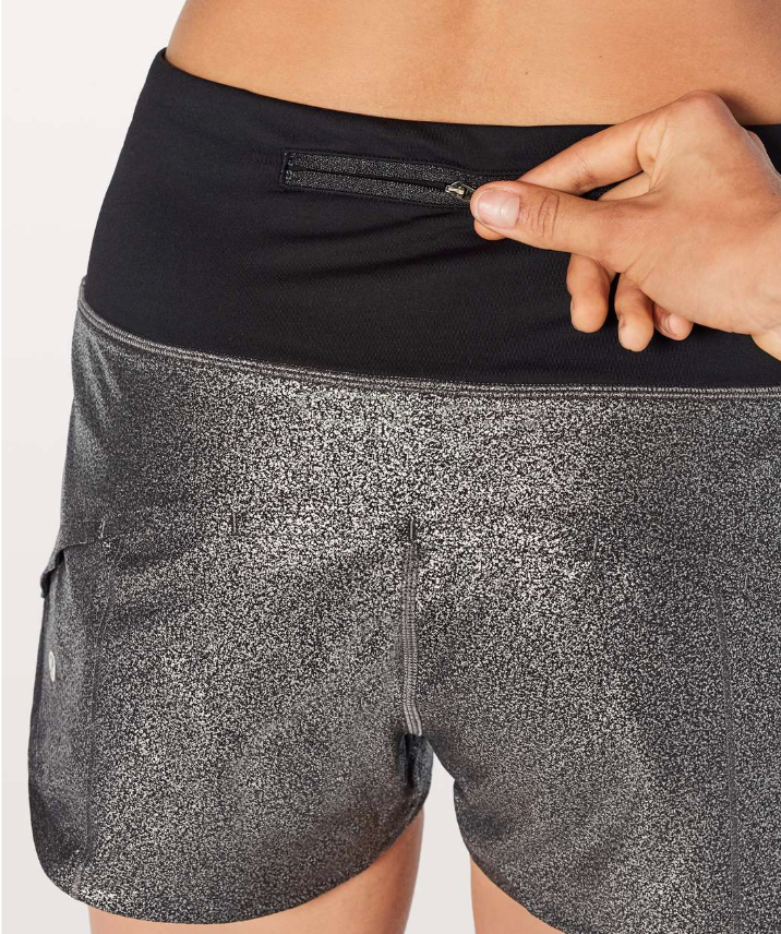 Lululemon Speed Up Short Hi-Rise 2.5" Inseam Luminosity Foil Print Black Silver/Black Sz 6 Brand New