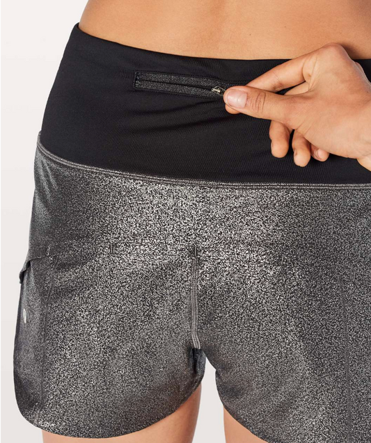 Lululemon Speed Up Short Hi-Rise 2.5" Inseam Luminosity Foil Print Black Silver/Black Sz 6 Brand New