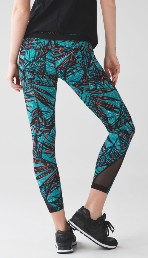 Lululemon Inspire Tight II 7/8 25" Inseam Palm Lace Tofino Teal Multi Sz 6