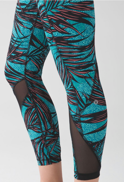 Lululemon Inspire Tight II 7/8 25" Inseam Palm Lace Tofino Teal Multi Sz 6
