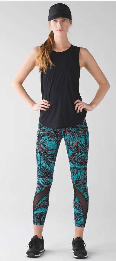Lululemon Inspire Tight II 7/8 25" Inseam Palm Lace Tofino Teal Multi Sz 6