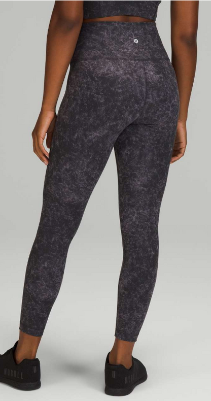 Lululemon Wunder Train High-Rise Tight 25" Inseam Denim Wash Print Dusky Lavender Black Sz 6 Brand New