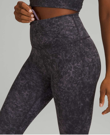 Lululemon Wunder Train High-Rise Tight 25" Inseam Denim Wash Print Dusky Lavender Black Sz 6 Brand New