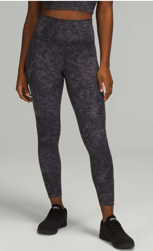 Lululemon Wunder Train High-Rise Tight 25" Inseam Denim Wash Print Dusky Lavender Black Sz 6 Brand New