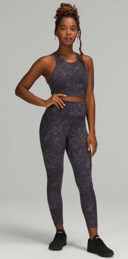 Lululemon Wunder Train High-Rise Tight 25" Inseam Denim Wash Print Dusky Lavender Black Sz 6 Brand New