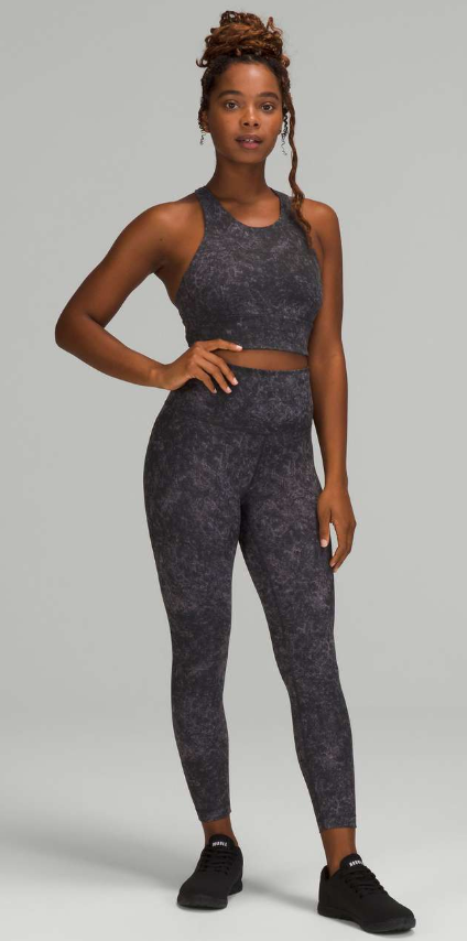 Lululemon Wunder Train High-Rise Tight 25" Inseam Denim Wash Print Dusky Lavender Black Sz 6 Brand New