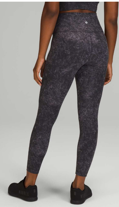 Lululemon Wunder Train High-Rise Tight 25" Inseam Denim Wash Print Dusky Lavender Black Sz 6 Brand New