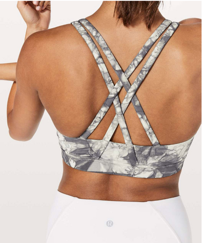 Lululemon Energy Sports Bra Shibori Dual Shibori Antique White Baltic Grey Sz 10