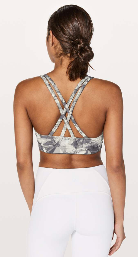 Lululemon Energy Sports Bra Shibori Dual Shibori Antique White Baltic Grey Sz 10